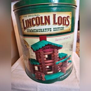 Lincoln Logs 100th Anniversary Tin 111 Piece Set  VGUC